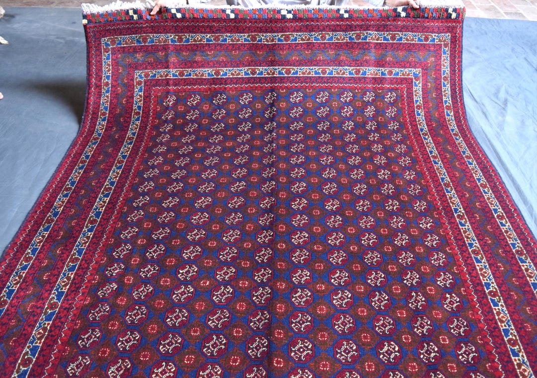 Blue Oriental Rug. Turkmen Flatweave Hand Knotted Mowri Khoja Roshnai ...