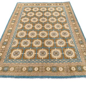 Hand-Knotted Afghan Gabbeh Rug 9x12: Wool Geometric Brown Beige Carpet