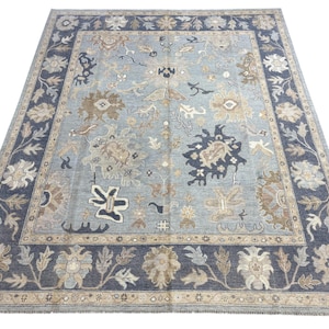 Handmade Neutral Oushak Rug: 8x10 Vintage Turkish Wool Carpet