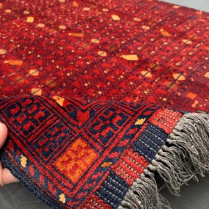 1960s Afghan Turkmen Rug: Vintage Handmade Wool Area Rug (5&#39;8x7&#39;0 Ft)
