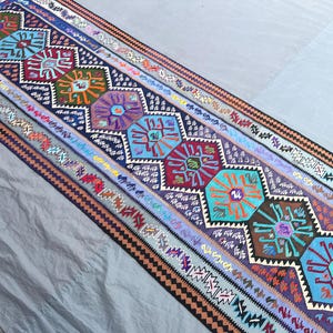 3.4x9.6 Ft Afghan Handwoven Chobi Kilim Runner Rug, Vibrant Geometric Wool Flatweave, Long Hallway Carpet, Oriental Tribal & Boho Home Decor