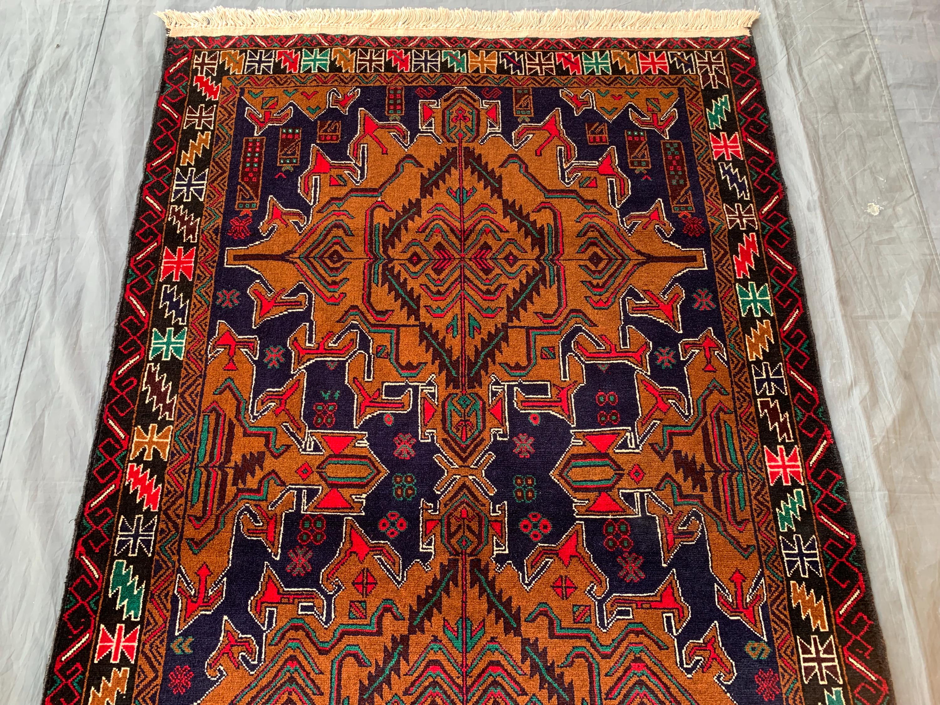 Vintage Baluch Afghan Rug 4x6: Handmade Wool Oriental Rug - Etsy