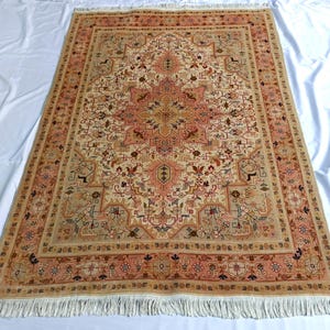 Handmade Turkish Silk Wool Rug: Bohemian Ethnic Area Rug 4&#39;8 x 6&#39;7