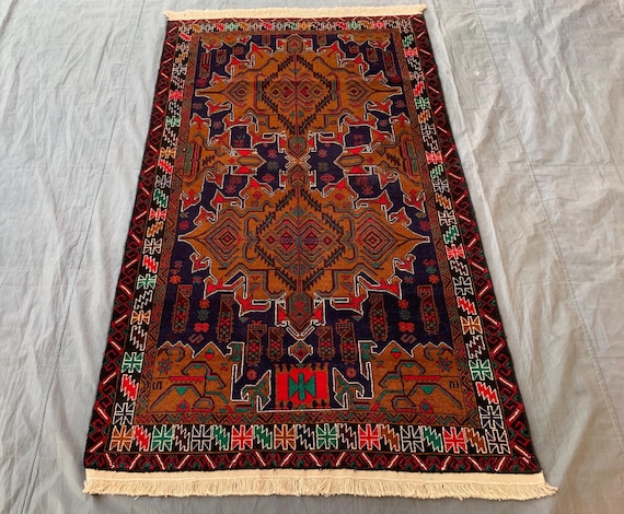 Vintage Baluch Afghan Rug 4x6: Handmade Wool Oriental Rug - Etsy