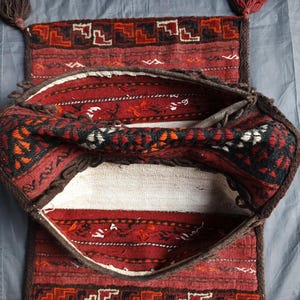 Handwoven Kilim Saddle Bag: Vintage Afghan Wool Rug, Boho Decor