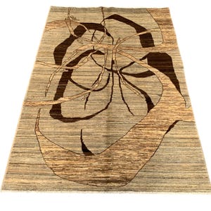 Hand Knotted Wool Gabbeh Rug 4x6: Afghan Tribal Design