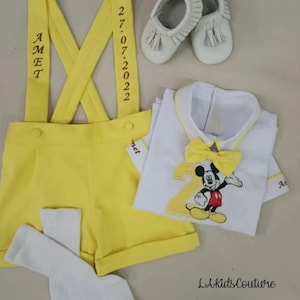Boys Mickey birthday outfit, personalized boys Mickey 1st birthday outfit Toddler Mickey Mouse birthday romper Disney Mickey Mouse outfit