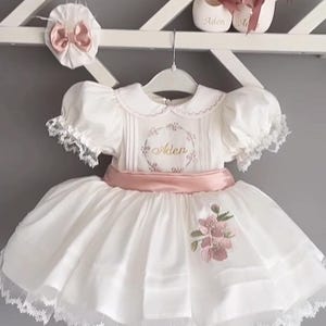 Personalized 1st Birthday Tutu Dress Embroidered Princess Dress Butterfly Easter Dress Custom Girls Easter Outfit Floral Spring Easter Dress