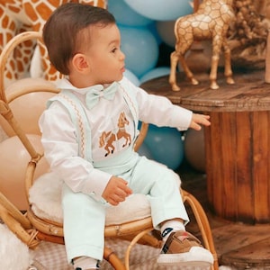 Carrusel de parque de atracciones para bebé niño, traje de cumpleaños personalizado con diseño de carrusel para el primer cumpleaños de niño, traje de cumpleaños con carrusel de rueda de la fortuna de Disney