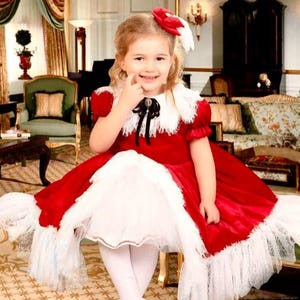 Op maat gemaakte rode kerstjurk voor meisjes, rode Victoriaanse jurk voor meisjes Rood fluweel en kant kerstjurk voor meisjes Victoriaanse kerstjurk voor meisjes