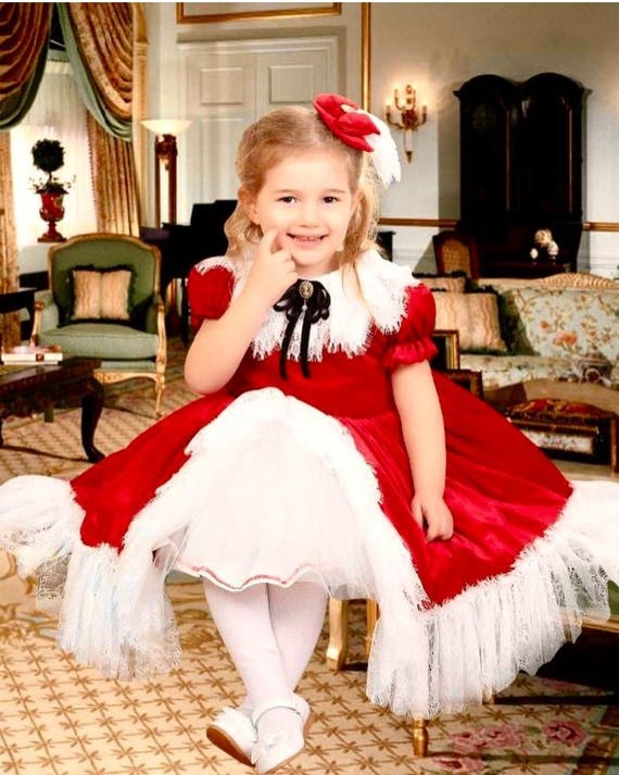 Custom Red Velvet Christmas Dress: Victorian Lace Gown - Etsy