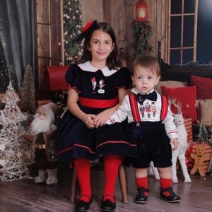 Junge Nussknacker Weihnachten Outfit Mädchen Weihnachten Kleid Jungen personalisierte Nussknacker 1. Geburtstag Weihnachten Familienfoto-Shooting passende Outfits