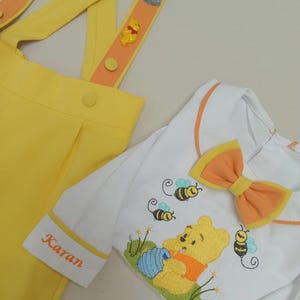 Baby boy Winnie the Pooh birthday outfit Personalized boys Winnie the Pooh 1st birthday outfit Disney Pooh birthday Tedy Bear Birthday Suit