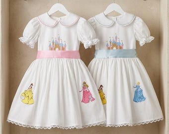手作りの幼児用プリンセスドレス、眠れる森の美女の誕生日ドレス、シンデレラの誕生日ドレス、ベルのコスチューム、美女と野獣のベルのドレス