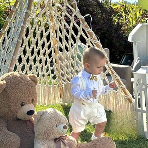Personalized Ivory Baptism Outfit: Boys Christening Suit Set