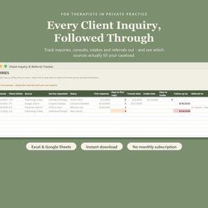 Foglio di calcolo per la registrazione delle richieste di informazioni, delle consulenze e dei rinvii dei pazienti in uno studio privato (Excel o Fogli Google)