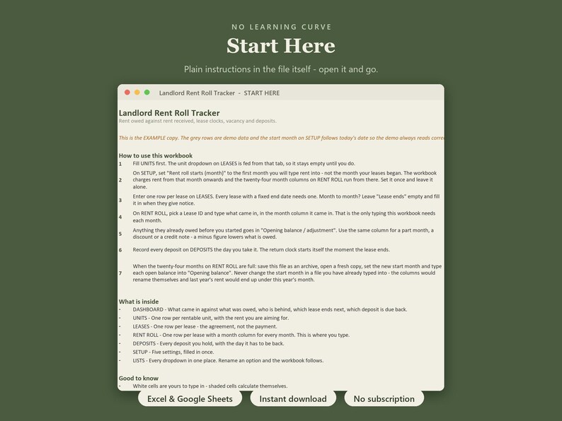 Landlord Rental Property Spreadsheet | Rent Roll and Late Rent Tracker, Lease Expiry, Vacancy, Security Deposits | Excel, Sheets image 5