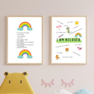 Afirmaciones para niños / Póster para niños / Póster imprimible / Habitación para niños