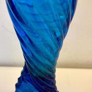 vintage 1960’s cobalt blue glass bud vase.  excellent condition.  ivery interesting design