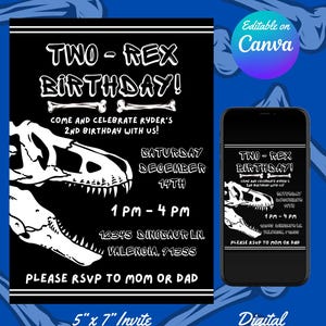 Two Rex / Three Rex Birthday Invite