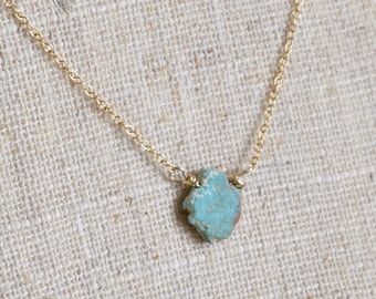 Layering Necklace - Turquoise Necklace - Dainty Necklace - gold and turquoise necklace - turquoise necklace - slice of turquoise - colorful