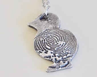 Fingerprint Chick Charm - My Little Chickadee - fine silver fingerprint chick charm - chick charm - Easter gift - memorial gift - chickadee