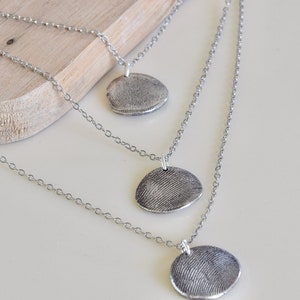 Layered Fingerprint Necklace fingerprint necklace fingerprint jewelry 3 fingerprint necklace fine silver fingerprint necklace image 1