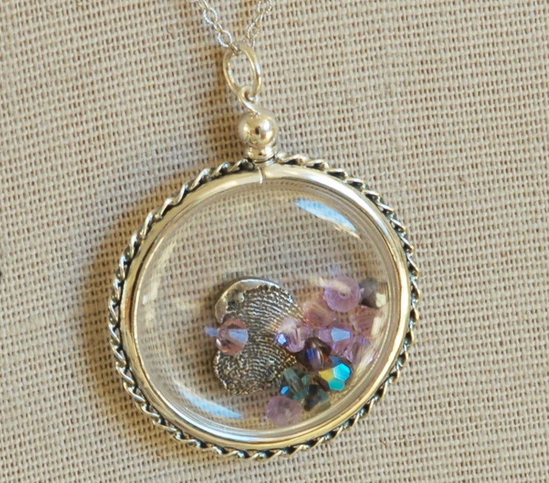 Clear Locket Floating Locket Memorial Gift Fingerprint Etsy