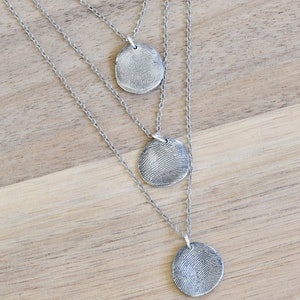 Layered Fingerprint Necklace fingerprint necklace fingerprint jewelry 3 fingerprint necklace fine silver fingerprint necklace image 2