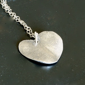 Fine Silver Fingerprint Heart Necklace: Keepsake Gift