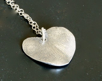 Fingerprint Heart  - fingerprint jewelry - personalized jewelry - silver heart - His & Hers Thumbprint Heart - heart pendant