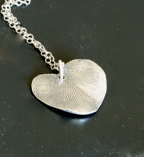 Couples Necklace - Bride and Groom Gift - Gift for Mom - Sister Gift - Fingerprint Jewelry - His & Hers Thumbprint Heart - Army Wie