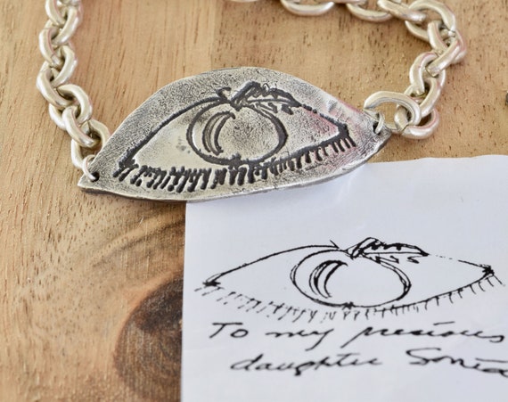 Logo Jewelry - Image transfer jewelry - handwriting jewelry - Childs drawing on jewelry - script on jewelry - fine silver custom bracelet