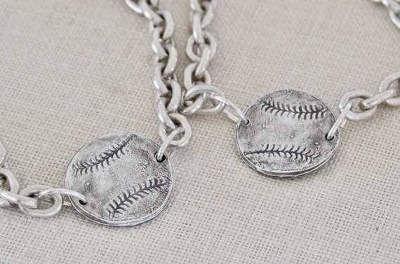 Baseball Bracelet - fingerprint bracelet - Sterling baseball bracelet - macrame bracelet - silver bracelet - team bracelet - sympathy gift