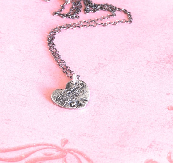 MIni Fingerprint Heart Necklace- Brother & Sister