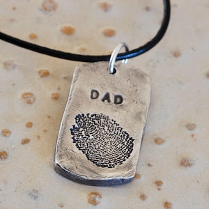 Small Military style dog tag - Dad Necklace - Paw print Necklace - Fingerprint jewelry - 17mm x 31mm - jpg print - Deceased Pet