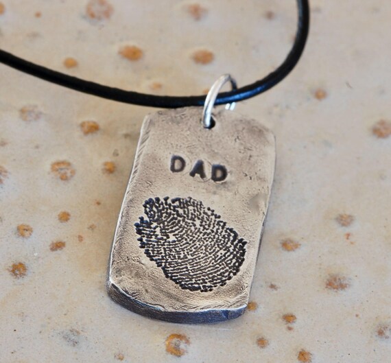 Dog tag fingerprint necklace  - brother gift - fathers day gift - custom gift daycare gift - dog tag - birthday gift for dad - customized