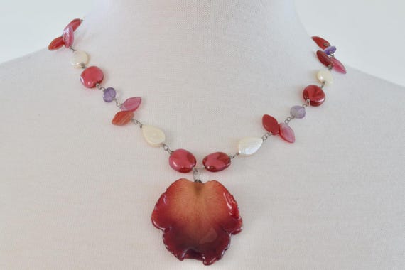 Rose Petal Necklace - Real Rose Petal Necklace - Red Rose Petal Necklace - Flower Jewelry - Rose Jewelry