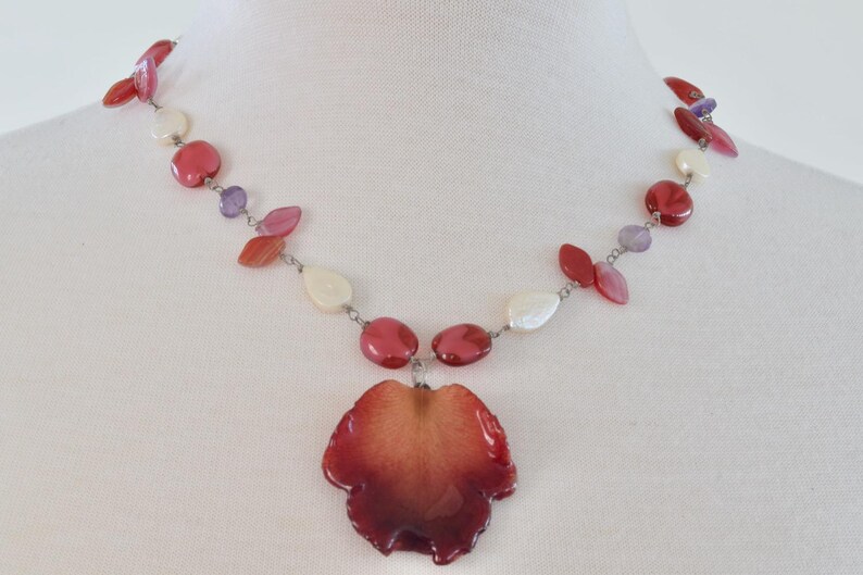 Rose Petal Necklace Real Rose Petal Necklace Red Rose Petal Necklace