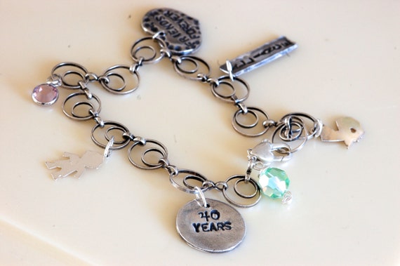 Custom Charm Birthday Bracelet - personalized gift - charm bracelet - unique gift - sterling silver jewelry - one of a kind jewelry