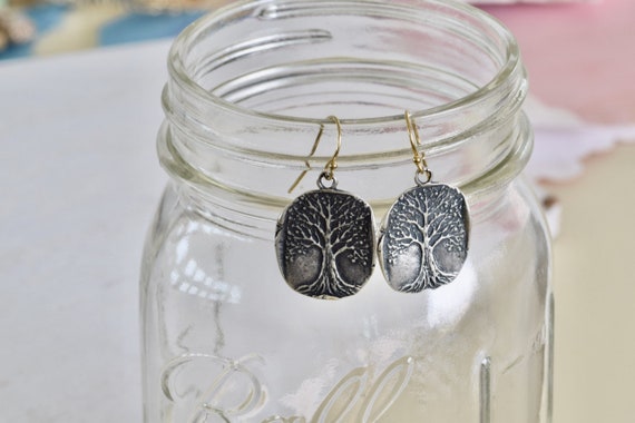 Tree of Life Earring - tree earring - silver tree earring - roots earring - mixed metal earring - handmade earring - organic earring - root