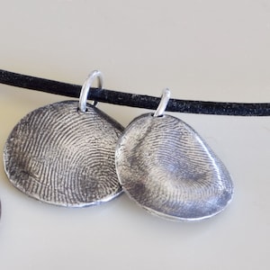 Fingerprint Charms on Leather Necklace - Personalized necklace - handmade jewelry - actual fingerprint on charm - mommy necklace - unisex