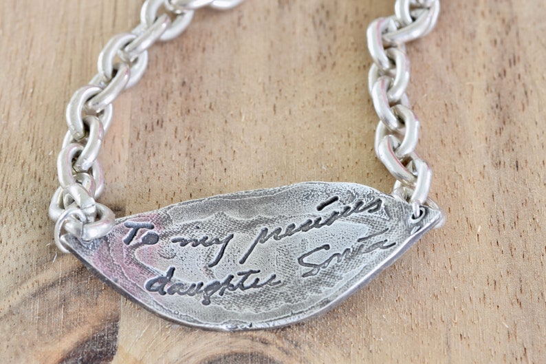 script on jewelry Actual Drawing Custom Bracelet fine silver custom bracelet personalized jewelry Childs drawing on jewelry