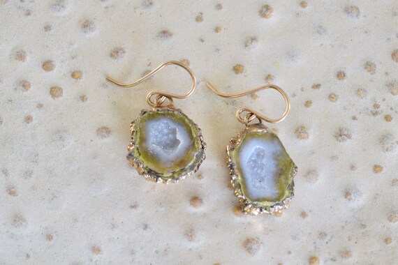 Druzy Earring - Druzy Jewelry - Chunky Earring - semi precious earring - beach jewelry - zen jewelry - organic jewelry - dangle earring