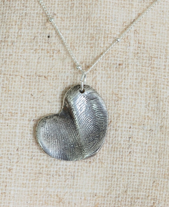 Fingerprint Jewelry - mom gift - Meaningful gift - sentimental jewelry - heart necklace - Partner jewelry - best friend necklace - toe print