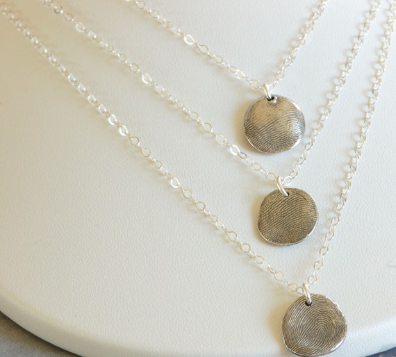 Brother and Sister Layered Thumbprint Charm Necklace