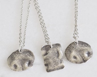 Silver Dog Nose Print Necklace: Pet Memorial Keepsake