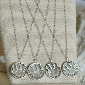 Baby Mom Gift - New mom keepsake gift - baby handprint - baby hand necklace - custom gift - footprint necklace - gift for grandma - silver