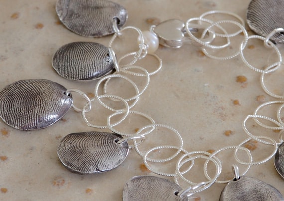 Fingerprint Charm Bracelet - Memory Bracelet - Gift for Grandma - Gift for Mom