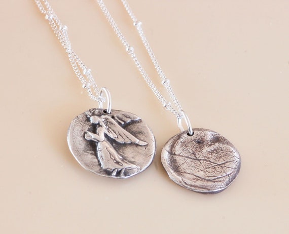 Fingerprint Remembrance Necklace - An Angel with Gratitude Necklace